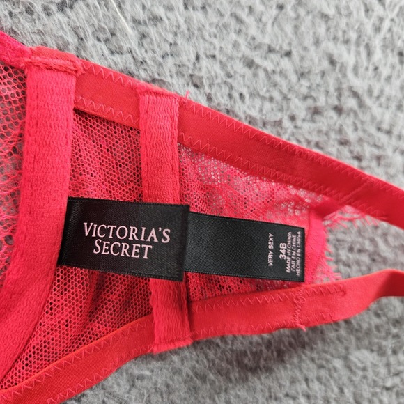 Victoria's Secret Very Sexy Bra Womens 34B Lace Halter Sheer‎ Floral Underwire - Picture 7 of 14